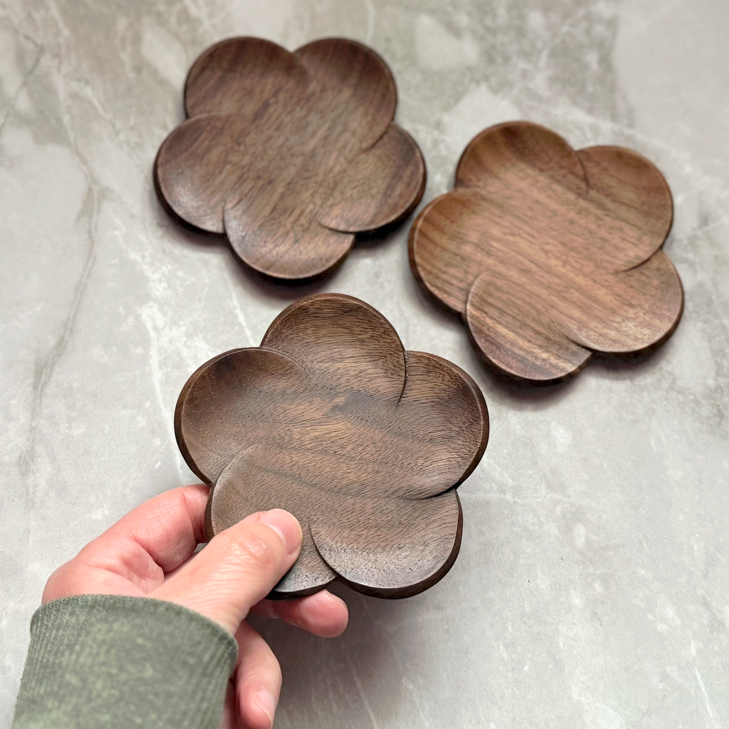 Black Walnut Plum Coaster Set