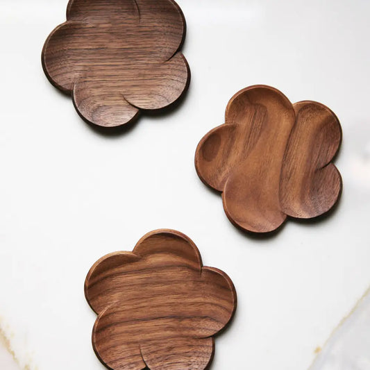 Black Walnut Plum Coaster Set