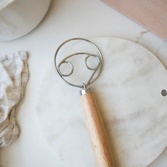 Dough Whisk - Wooden Handle