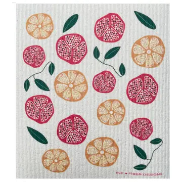 Swedish Dishcloth - Pomegranates and Oranges